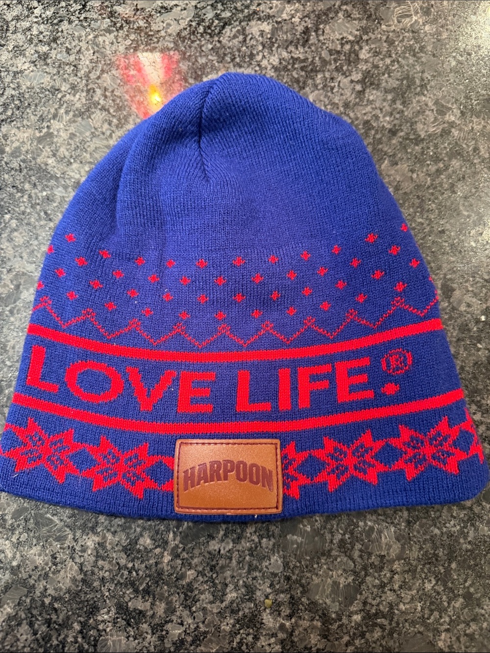 'Love Life' Blue Knit Beanie Harpoon Brewery